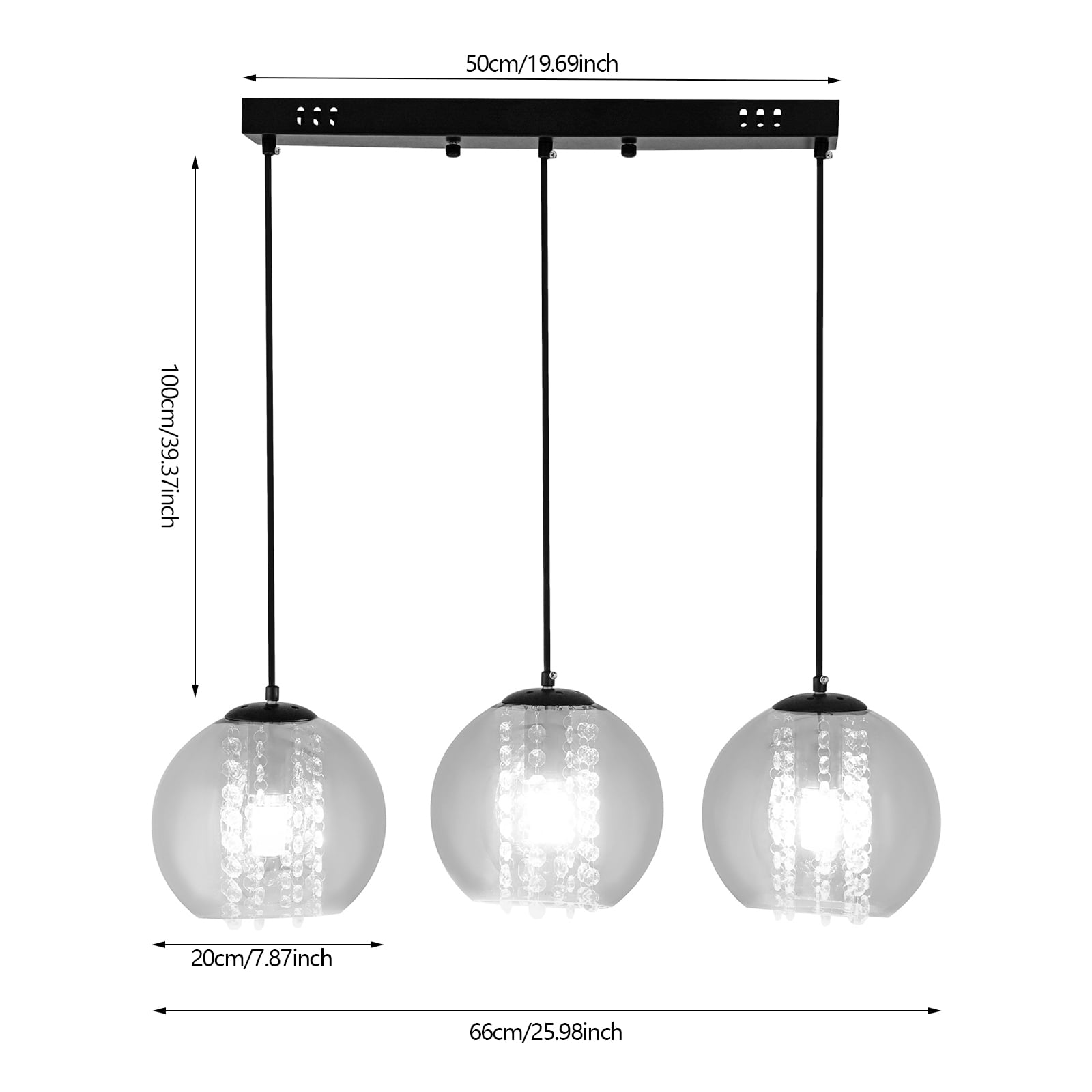 Industrial & Classic European Style Chandelier - Iron&Glass Material, 3*E12/E14 Lamp Holders for Bedroom/Dining Room/Living Room (Bulb Not Included)