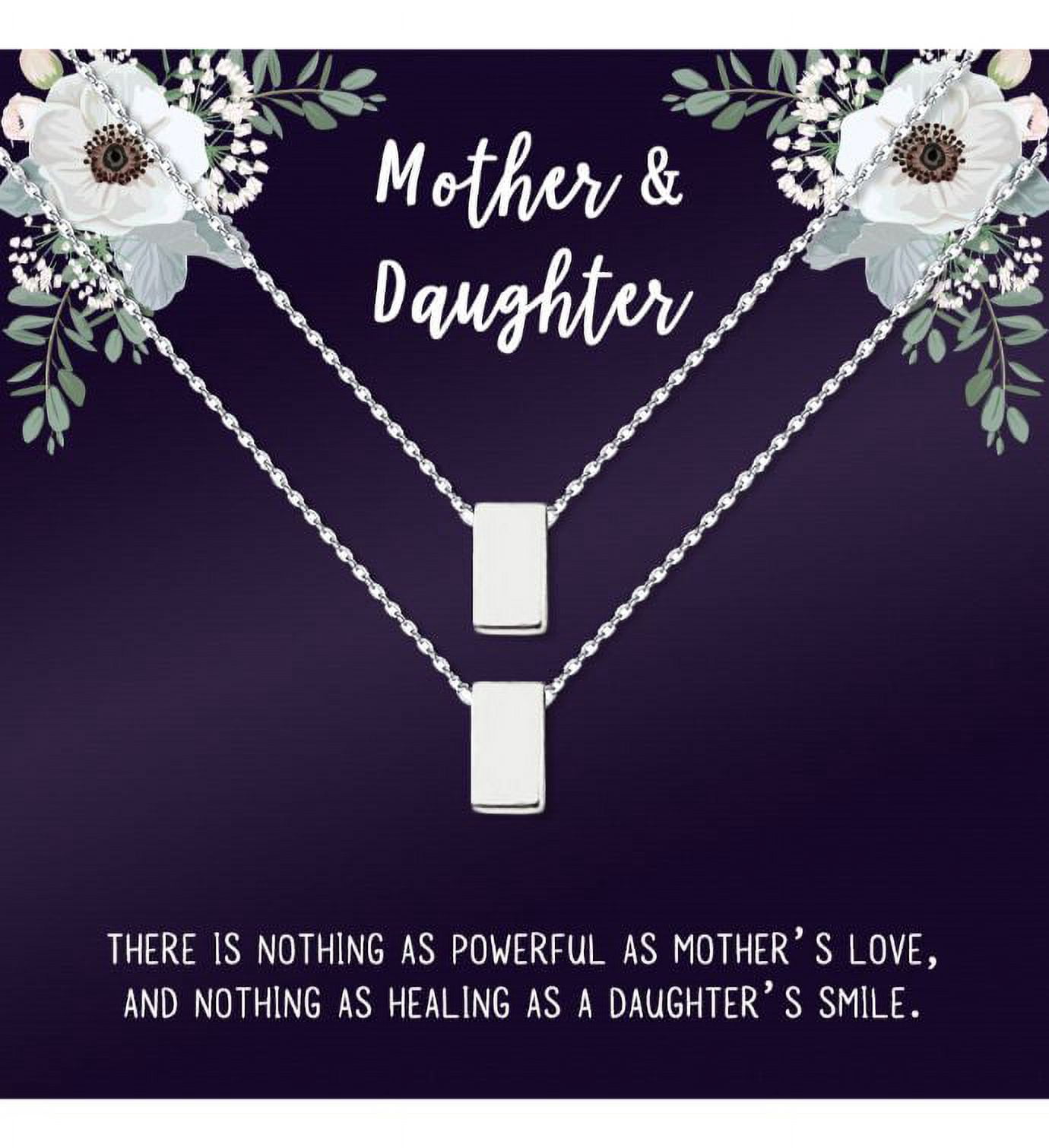 Matching Cube Card Necklace, Matching Mother's Day Gift for Her, Mom and Daughter Jewelry, Mom and Daughter Cube Necklaces [Silver Cube, No-Personalized Card]