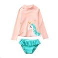 thumbnail image 4 of 1-10T Baby Toddler Girls Swimsuit Rashguard Two Pieces Swimsuit Set Long Sleeve Mermaid Bathing Suits Bikini Bottoms Sun Protection Swimwear, 4 of 10