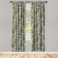 thumbnail image 3 of Ambesonne Tropical Curtains, Leaves Colorful Back Art, Pair of 28"x95", Pale Peach and Soft Blue, 3 of 5