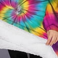 thumbnail image 3 of Oversized Wearable Blanket Hoodie,Colorful Rainbow Tie Dye Spiral Pattern Sherpa Blanket Hoodie with Super Pockets,Super Warm Fuzzy Pullover for Women & Men, 3 of 6
