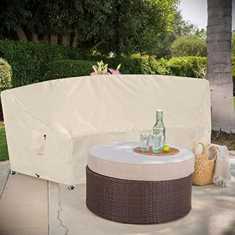 Flexiyard Curved Patio Furniture Cover for Outdoor Sectional Sofa 96 65 Reinforced Waterproof 600D Patio Sectional Couch Cover Lawn Outside