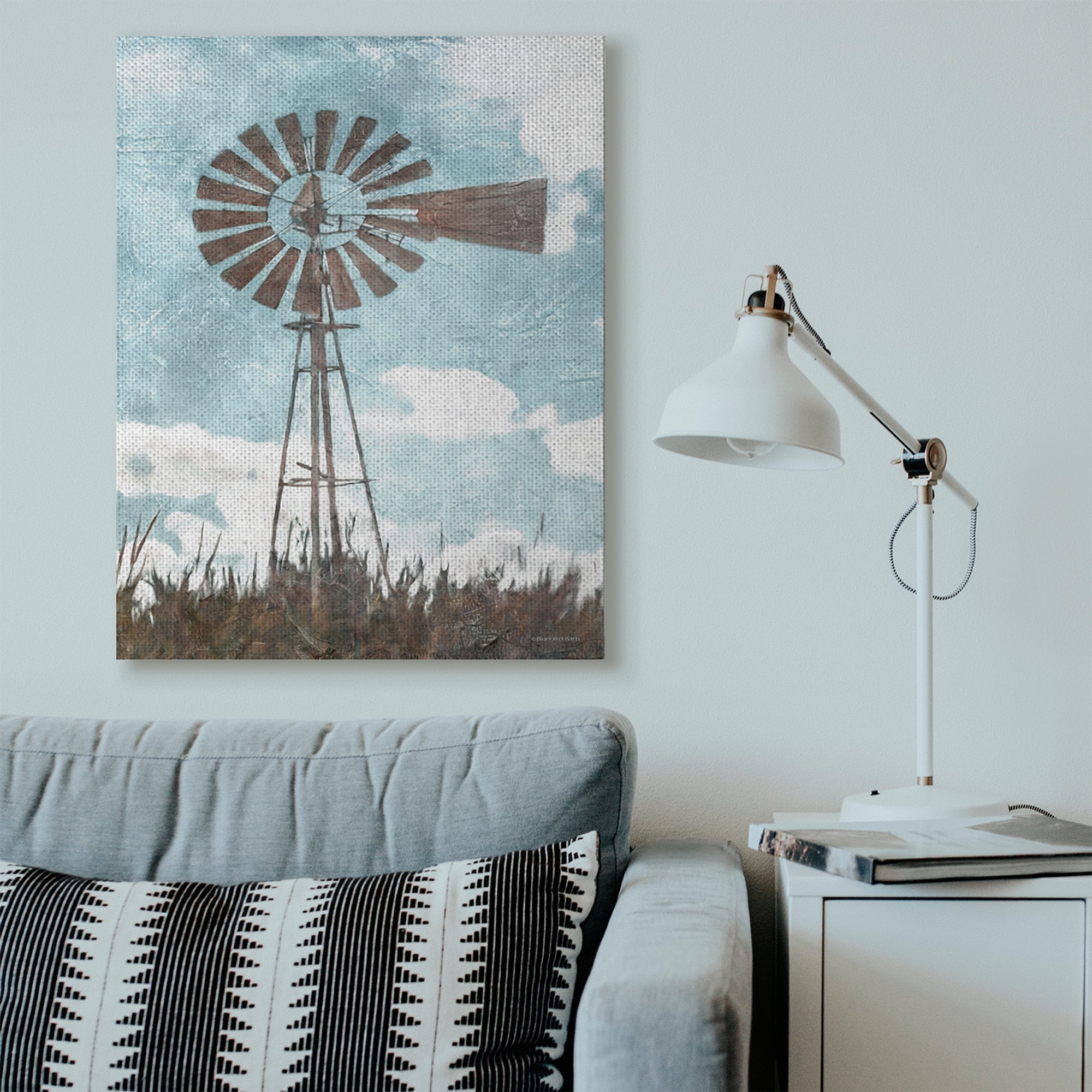Stupell Home Décor Farm Windmill Blue Brown Painting Canvas Wall Art by Bluebird Barn