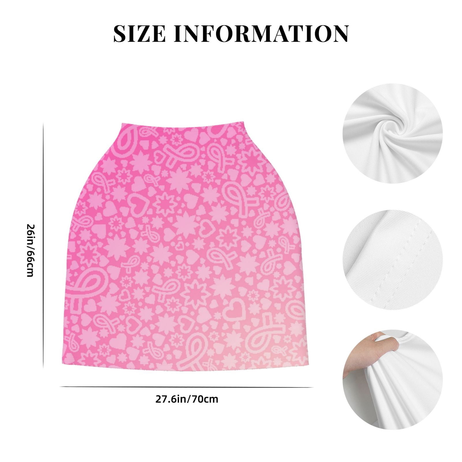Fotbe Breast CancerN Ribbons Awareness Pattern Car Seat Covers for Babies, Nursing Breastfeeding Cover Infant Carseat Canopy, Soft Stretchy Carrier Cover