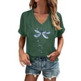 thumbnail image 2 of Trendfront Womens Dragonfly Graphic T Shirts Pattern Print V Neck Casual Short Sleeve Loose Fit Tops Trendy Fashion Tee Pullover Daily Clothes, 2 of 4