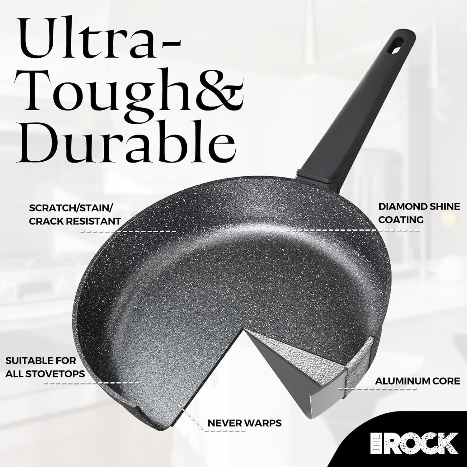 SOHO 12.5-Inch Nonstick Frying Pan – Compact for Urban Kitchens, Nothing Sticks, Never Warps, Lasts Longer, Oven & Dishwasher Safe, Black