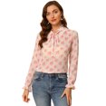 thumbnail image 1 of Unique Bargains Femmes Semi-Transparente Cravate Cou Blouse Volant Élégant Floral Top, 1 of 6