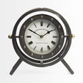 thumbnail image 3 of Gray Metal Circular Desk / Table Clock w/ Rivet Detail Frame, 3 of 4