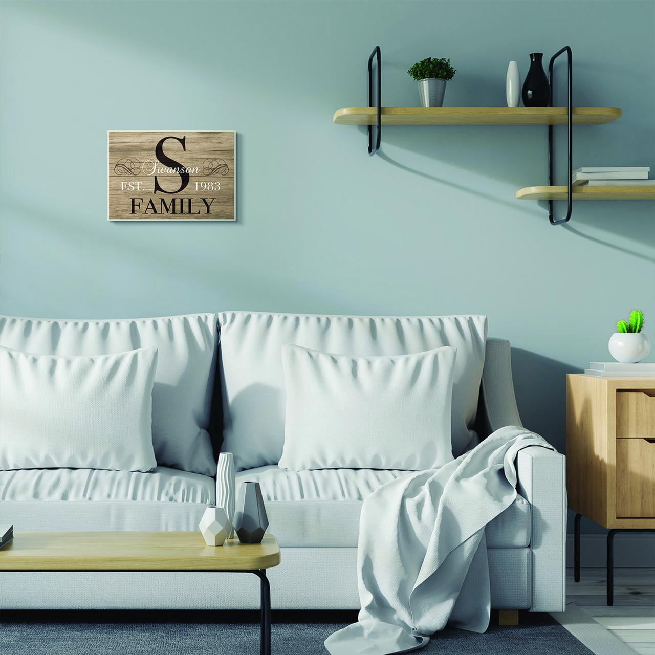 Stupell Industries Family Initial Personalized Home Performing Arts Painting Unframed Art Print Wall Art, 10 x 15
