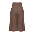 thumbnail image 4 of Wyobmus Capri Pants for Women High Waisted Wide Leg Linen Trousers 3/4 Elastic Waist Loose Straight Fit Lounge Pants C-Coffee, 4 of 5