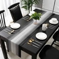 thumbnail image 3 of Black Gray Ombre Table Runner 120 Inches Long, Vintage Country Wooden Kitchen Coffee Dining Table Decoration for Home Party Birthday Wedding Home Decor 13x120 Inches, 3 of 8