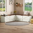 thumbnail image 2 of Dextrus L-Shaped Wood Farmhouse Storage Chest, Corner Dining Breakfast Bench with Hidden Storage, White, 2 of 10