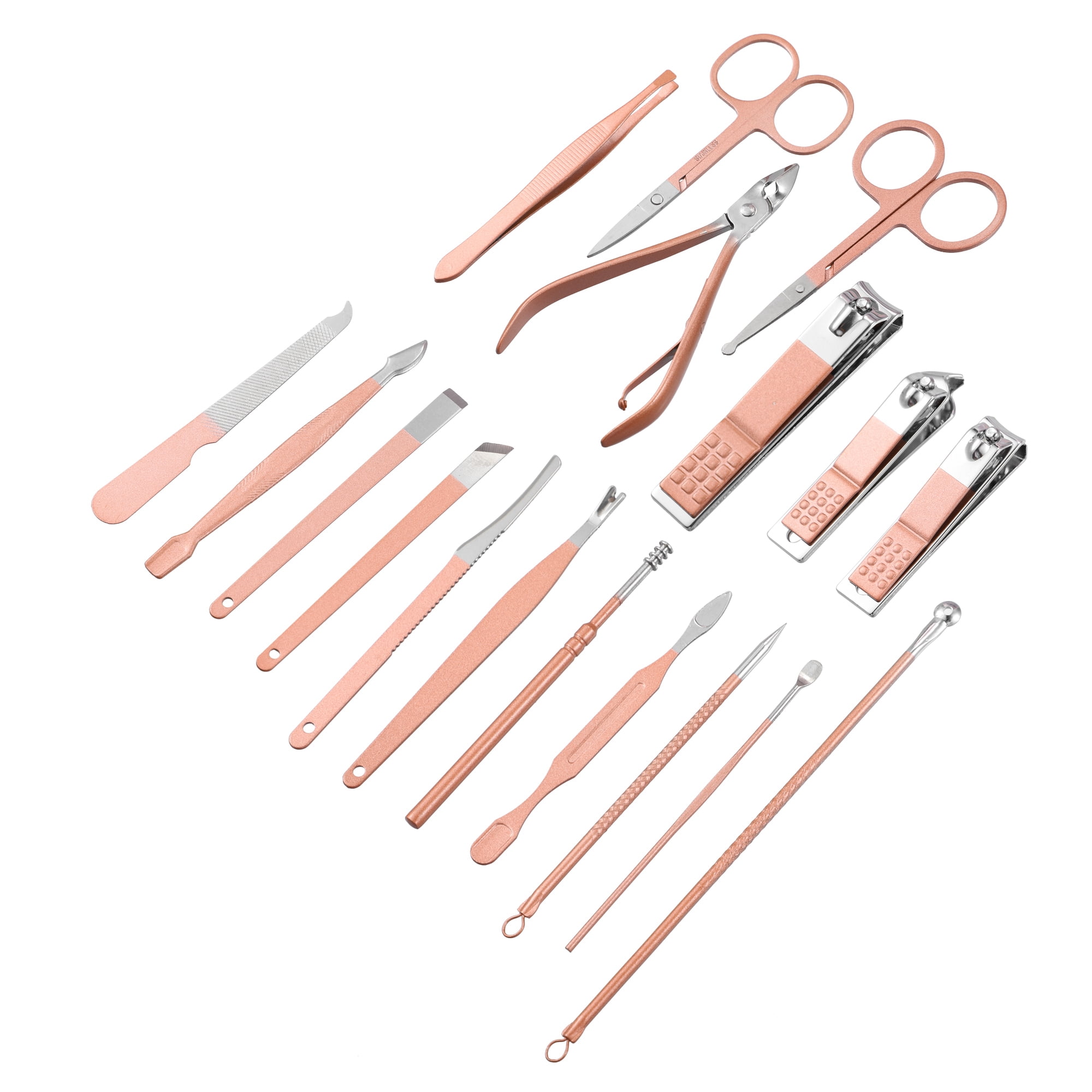 Unique Bargains 1 Set Manicure Set Professional Nail Clippers Pedicure Kit Rose Gold Tone