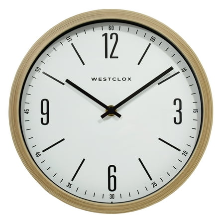 Westclox Analog Quartz Accuracy 10" Easy to Read Blonde Woodgrain Finish Wall Clock 32886O