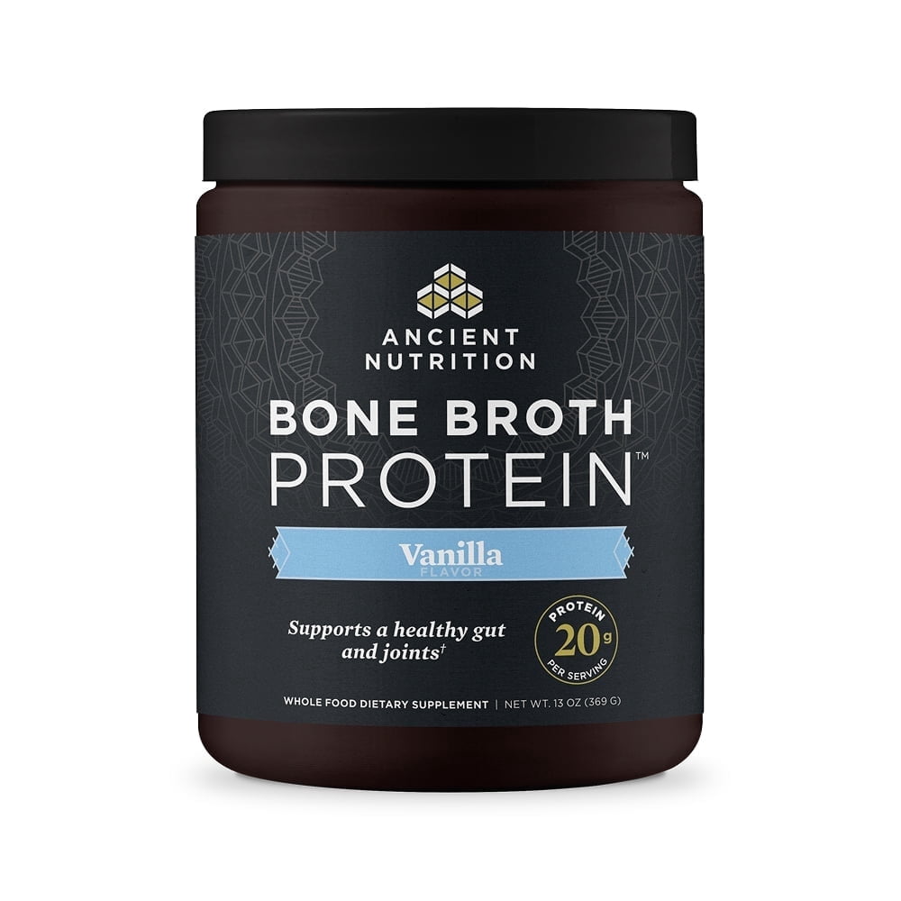 Ancient Nutrition Grass Fed, Bone Broth Protein Powder, 20g Protein, Hydrolyzed Collagen Peptides, Keto & Paleo Friendly, Supports Joint, Gut Health, Vanilla, 15 Servings