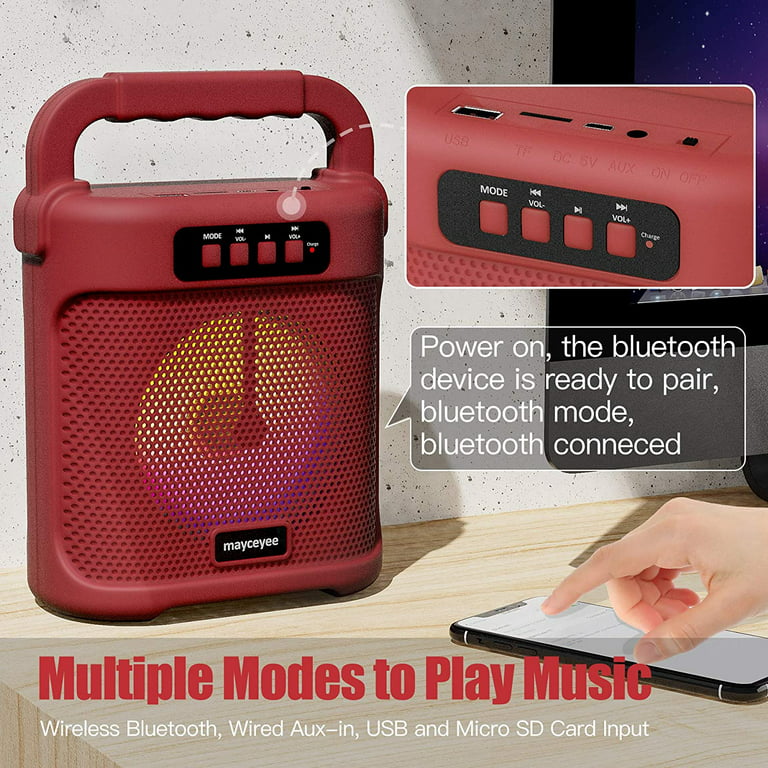 Multi-functional FM Radio Portable Bluetooth Speaker with LED Display  Flashlight Support U Disk TF Card