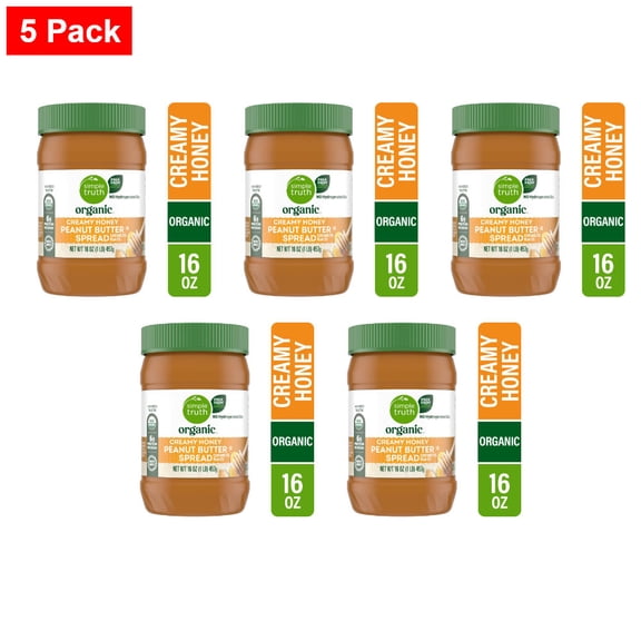 Simple Truth No Stir Creamy Honey Peanut Butter Spread 16 oz - 5 Pack