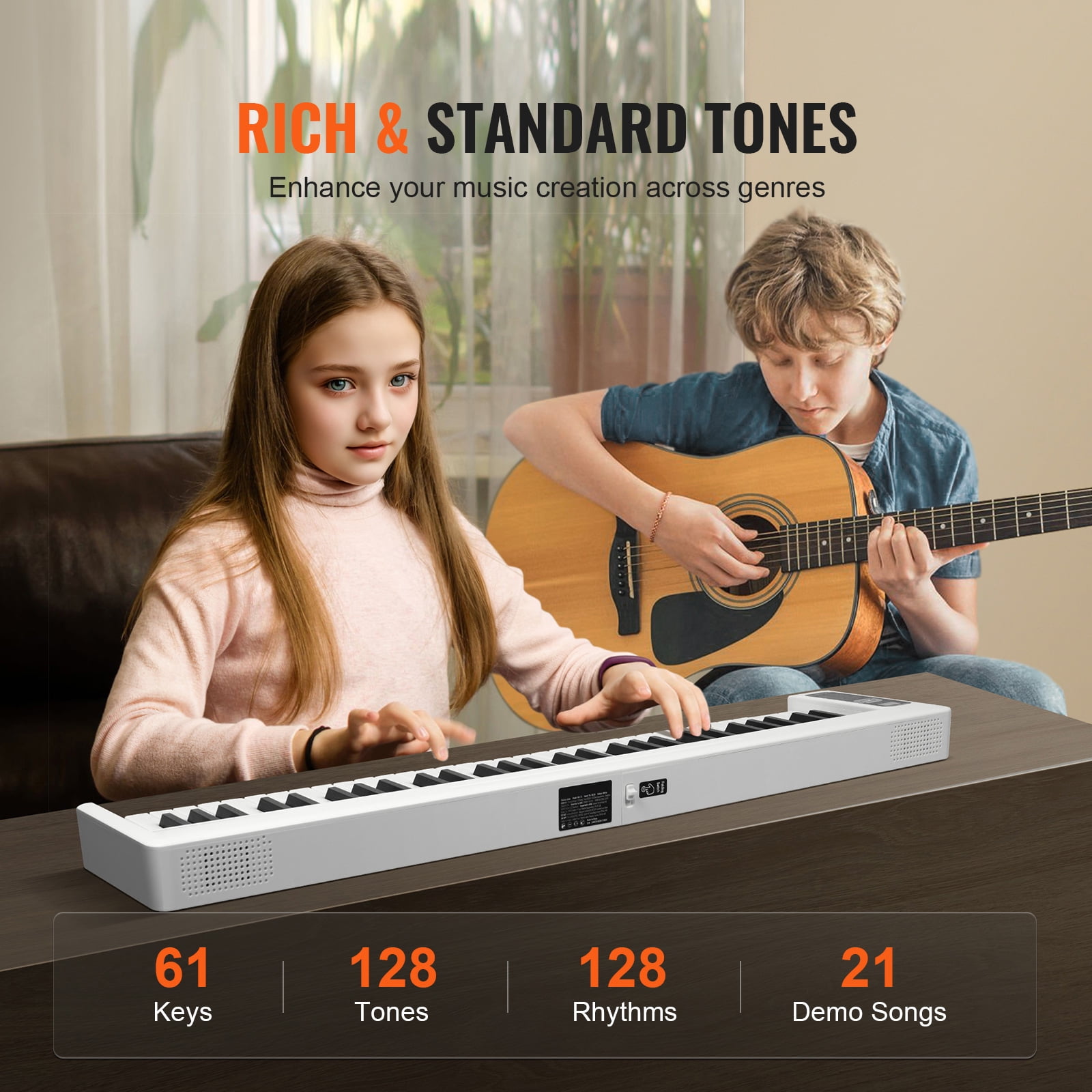 KFFKFF 61 Key Folding Piano Keyboard, Bluetooth & MIDI, Compact Electronic Digital Foldable Piano with Sustain Pedal, Touch Responsive Illuminated Keys Bag