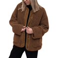 thumbnail image 2 of Women's Winter Coats Long Sleeve Button Up Fuzzy Fleece Jackets Outerwear Fall Fashion Clothes Brown S, 2 of 9