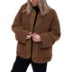 thumbnail image 2 of Abrigos de Invierno para Mujer, de Larga, con Botones, Chaquetas de Forro Suave, Ropa de Abrigo, Moda de Otoño Marrón S, 2 of 9
