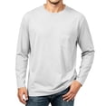 thumbnail image 7 of yeiolnoer Mens T Shirts Baggy Crew Neck Casual Undershirts Long Sleeve Classic Fit Shirts with Pocket for Fall(White,X-Large), 7 of 7