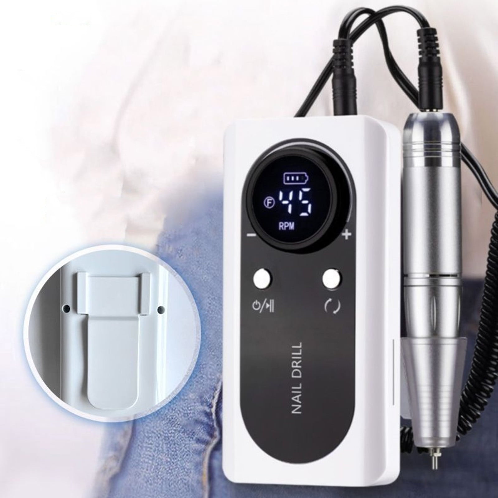 Portable Nail Drill 45000 Rechargeable E File Machine for Acrylic Gel Removal Cordless Nail File for Manicure and Salon Use Complete Bits Kit Included
