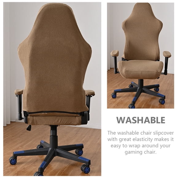 IMIKEYA Light Brown Fleece Office Chair Cover Set, Washable and , Perfect for Adult Chairs