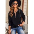 thumbnail image 4 of ABPHQTO Sudadera de mujer negra con cremallera y cuello de manga larga, 4 of 5