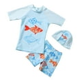 thumbnail image 2 of ATOGUTA Boys Two Piece Rash Guard Swimsuits Kids Short Sleeve Swimwear Sets Bathing Suit with Sun Hat Blue, Size 2T-9, 2 of 4