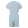 thumbnail image 4 of Tiweut Men's Short Sets Male Letter Print Short Sleeve Crew Neck T Shirt Shorts Two Piece Loose Fit Man's Clothes Suit Light Blue,L, 4 of 5