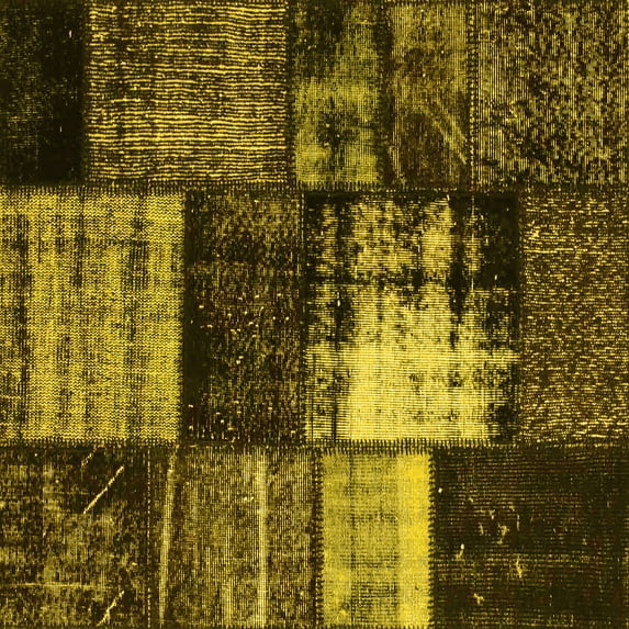 Ahgly Company Indoor Square Persian Yellow Bohemian Area Rugs, 7' Square