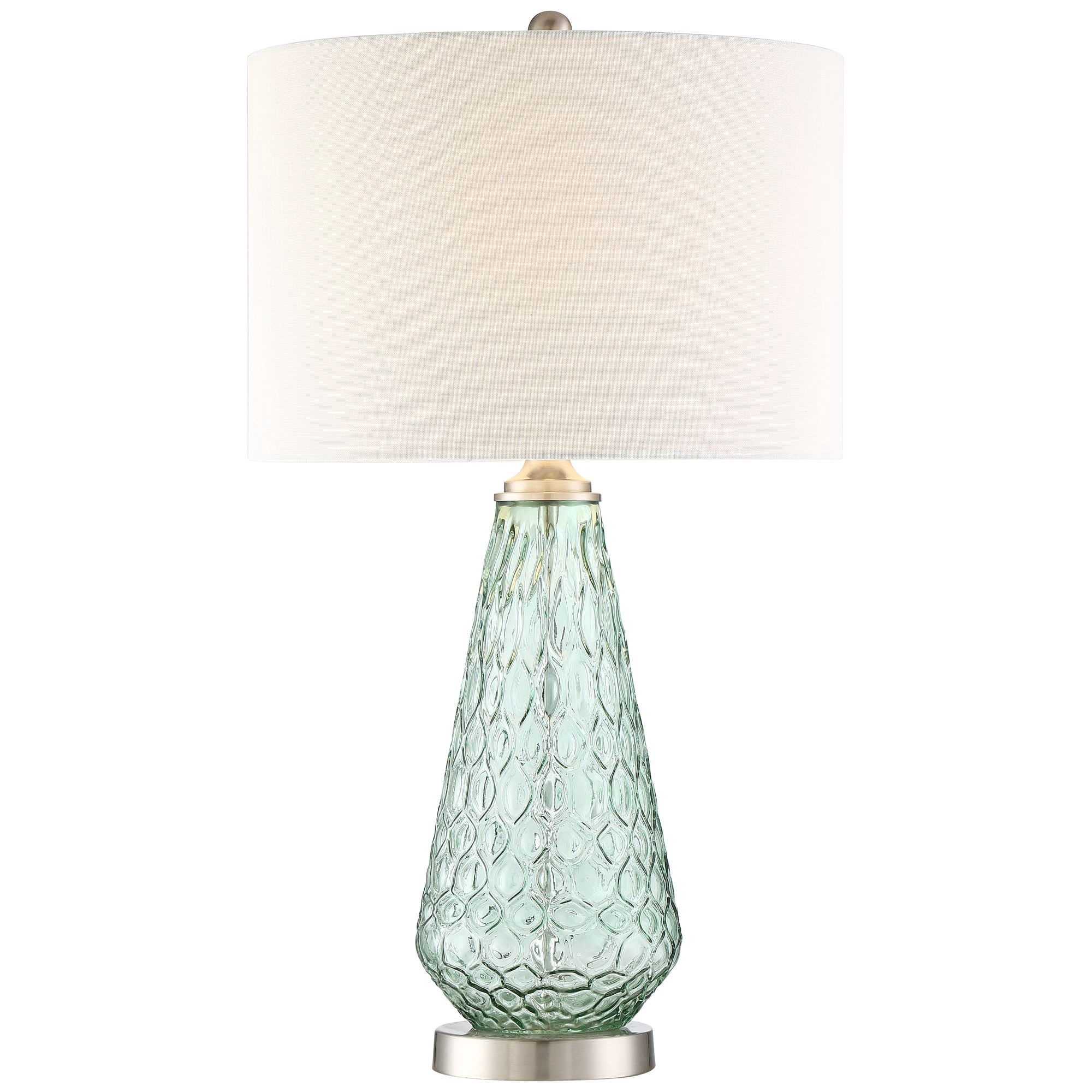 360 Lighting Julia Modern Table Lamp 26 1/2" High Green Glass White Drum Shade for Bedroom Living Room Bedside Nightstand Office Kids Family House