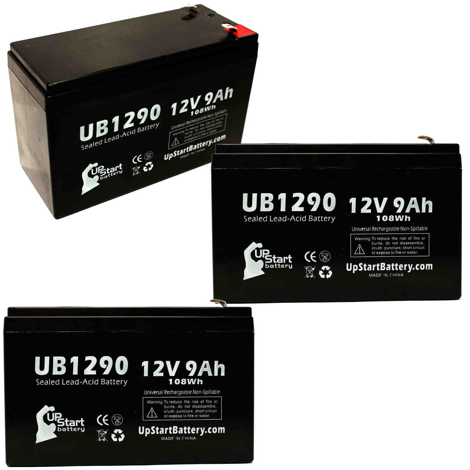 Set of 2 UPSBatteryCenter Compatible Replacement for CyberPower CP1350AVRLCD 12V 9Ah Battery Pack with F2 Terminals