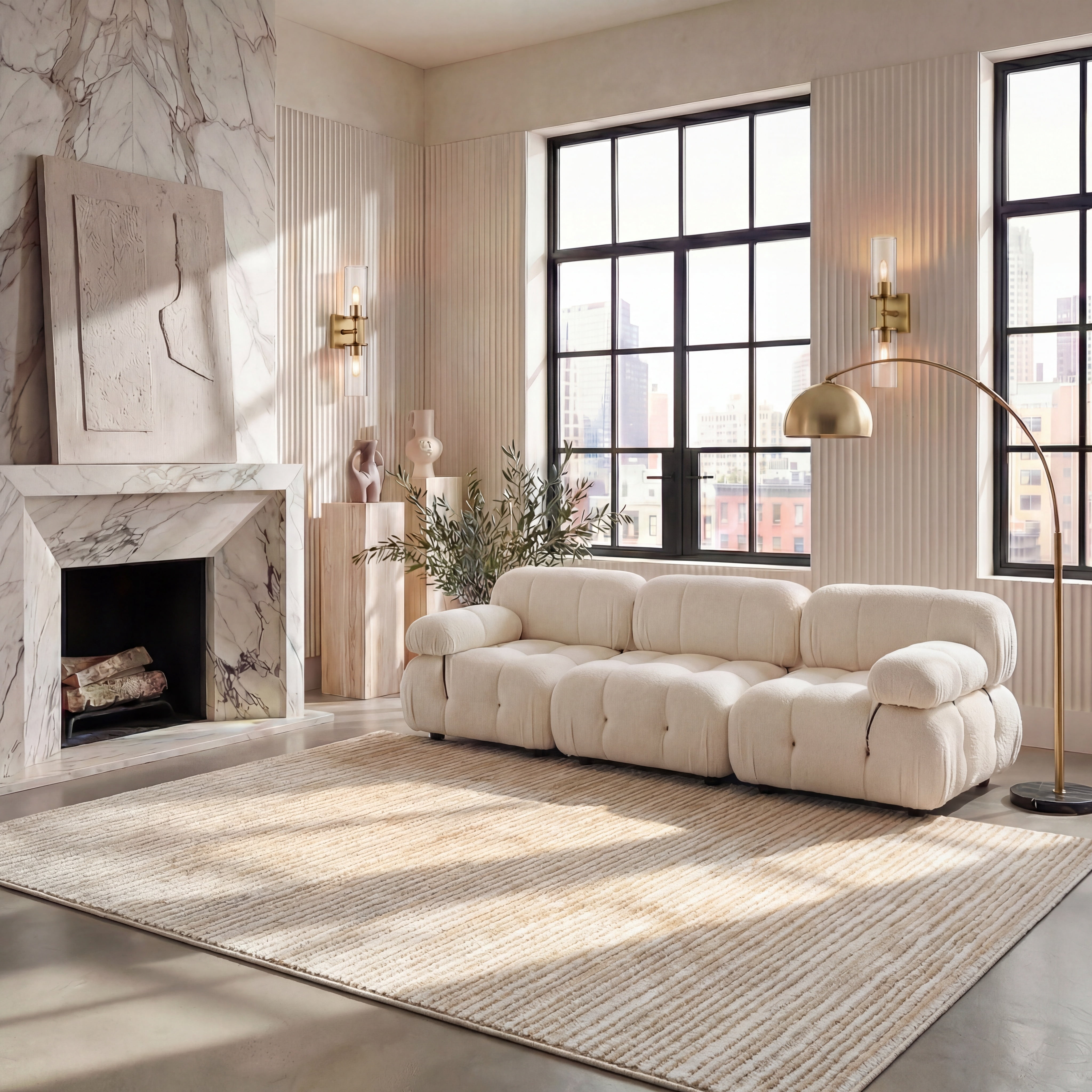SAFAVIEH Vision Adrasteia Distressed Area Rug, Ivory, 12' x 12' Square - X-Large - Modern Design, Ivory, Non-Shedding & Easy Cleaning, Ideal for Living Room, Bedroom, Dining Space