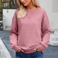 thumbnail image 2 of DHFJKG Sweatshirt For Women Split Hem Crewneck Long Sleeve Casual Loose Fit Pullover Fall Winter Solid Color Classic Tops, 2 of 6