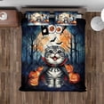 thumbnail image 4 of Happy Halloween Vampire Scottish Fold BOO with Pumpkins Fun and Spooky Quilt Bedding Set Cat Lover Kitten Owner Gifts 1 Blanket Bed Cover 2 Pillowcases - 00018, 4 of 5