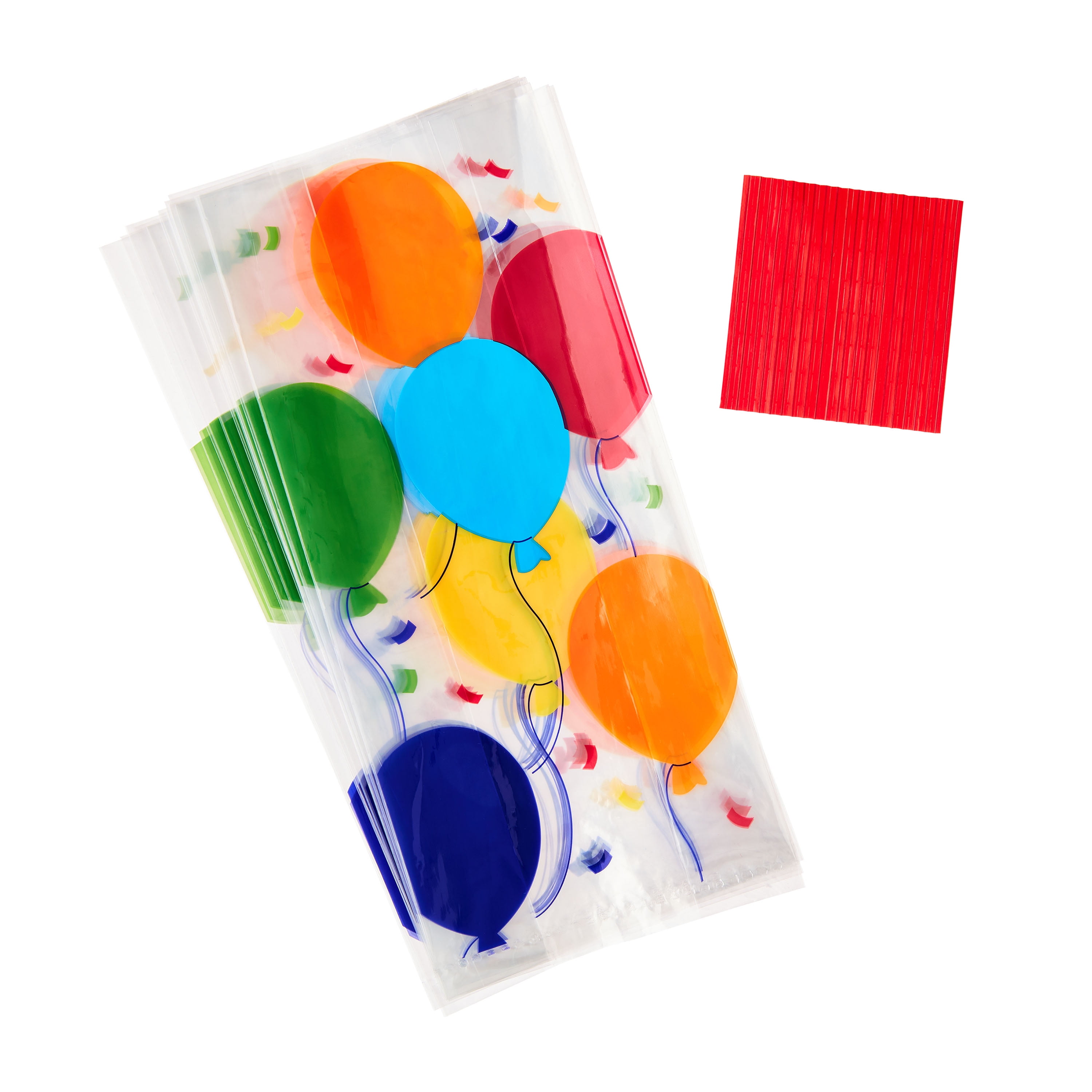 Multicolor Balloons Treat Bags with Twist Ties, 5" x 3" x 11", 20 Pieces, by Way To Celebrate