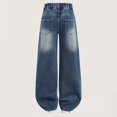 thumbnail image 5 of GiLiling Teen Girls Y2k Baggy Jeans Wide Leg High Waist Elastic Waist Vintage Aesthetic Cargo Denim Pants (Blue-F, 7-8 Years), 5 of 7