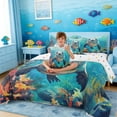 thumbnail image 3 of Manfei Oil Painting Underwater Seal Twin Bedding Sets for Kids Boys and Girls, Ocean Animal Print Bedding Comforter Set, Polka Dots Reversible 7 Pieces, 3 of 6