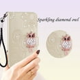 thumbnail image 4 of for Motorola Moto E13 5G Wallet Case for Women, Glitter Bling Diamond PU Leather Folio Cover with Card Slot Wrist Strap Built-in Kickstand Protective Case for Motorola Moto E13 5G Owl Gold, 4 of 8