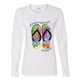 thumbnail image 2 of Wild Bobby, If I Can't Wear My Flip Flops I'm Not Going Colorful Sandals Streetwear Womens Graphic Long Sleeve T-Shirt, White, Small, 2 of 3