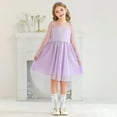 thumbnail image 6 of Taybagh Girls Dresses Mesh Sleeve a Line Birthday Dress Party Formal Girls Clothes for Wedding Guest Purple 5-6 Years, 6 of 9