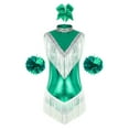 thumbnail image 3 of iiniim Women Shiny Metallic Cheer Leader Uniform Costume Stage Performance Cheerleading Outfits Green L, 3 of 7