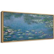IDEA4WALL Extra Large Framed Canvas Print Wall Art Tranquil Water Lilies Classic Impressionist Pond Nature Scenery Antique Retro Fine Art Colorful Decorative for Home Decoration - 60x30