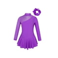 thumbnail image 1 of zdhoor Robe de Patinage Artistique à Manches Longues pour Filles Col Montant Tulle Justaucorps Danse Ballet Violet 8, 1 of 7