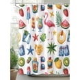 thumbnail image 2 of Fsddascl Summer Coastal Shower Curtain Set - 72" x 78" Washable Bathtub Curtain with 12 Hooks, Flamingo Starfish Watermelon Lemon Waterproof Fabric Stall Shower Curtains for Bathroom/Bathtub Décor, 2 of 6