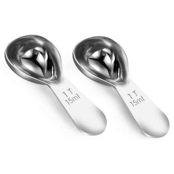 Coffee Scoop 1 Tablespoon Scoop Measuring Spoon for Ground Coffee 2 Pieces,Stainless Steel Small 1 Tbsp Coffee Spoons Measure Protein Powder Suger Bean,Short Handle Fits into Canisters