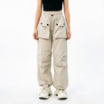 thumbnail image 4 of CPNG Girls Cargo Pants Solid Color Elastic High Waist Straight Wide Leg Baggy Cargo Sweatpants Lightweight Streetwear Casual Cargo Trousers, 4 of 7