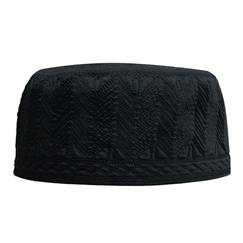 TheKufi® Black Kufi Takke Kofia Hat Embroidered Cotton-mix Kufi Muslim