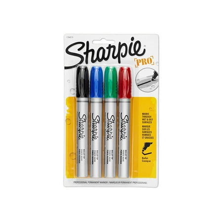 Bullet Tip Line 1794273 Pro Bullet Tip Industrial Strength Permanent Marker, Assorted Colors, 4-Pack, Durable bullet tip and metal barrel are ideal for heavy-duty use,.., By Sharpie Ship from US ()